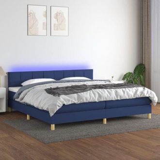vidaXL Vidaxl - Cama Box Spring Con Colch&oacute;n Y Led Tela Azul 200x200 Cm