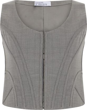 Giuseppe Di Morabito Korte Bustier met Haakjes - Dames - Tops zonder mouwen - Grijs - XS - Polyester - Tops