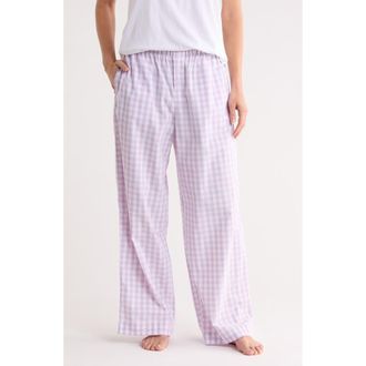 Nordstrom Rack Cotton Poplin Pants in Purple Quiet Ella Gingham at Nordstrom Rack, Size X-Large