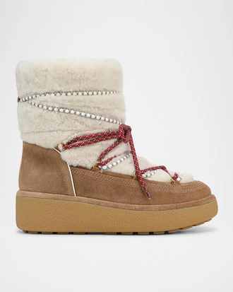 Veronica Beard Kirsta Suede and Shearling Snow Boots