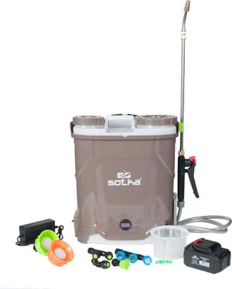 OEM Pulverizador De Bater&iacute;a 12l Sotka 18v4ah Li-ion, Telesc&oacute;pico, 6 Boquillas Pro