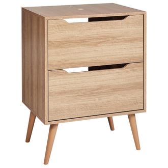 Beliani Mueble Para Lavabo 60 X 80 Cm Almacenaje De Ba&ntilde;o Con Cajones Mdp Marr&oacute;n Claro Cariacica