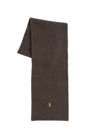 Polo Ralph Lauren Signature Knit Scarf in Dark Brown Heather at Nordstrom