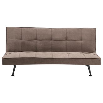 Beliani Sof&aacute; Cama Moderno De Tela De Poli&eacute;ster Sin Reposabrazos Reclinable Convertible De Madera Maciza Marr&oacute;n Hasle