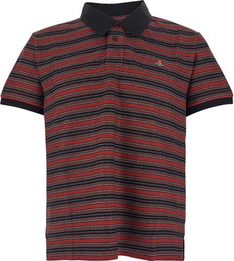 Vivienne Westwood Multicolor Polo Shirt With Orb Decoration On The Chest And All-over Stripes Motif In Cotton Man