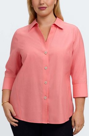 Foxcroft Paityn Non-Iron Button-Up Shirt in Coral Reef at Nordstrom, Size 20W