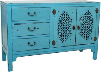 Wanderlust Deco Aparador De Madera Azul 106x36x68