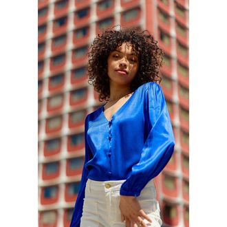 La petite &eacute;toile Satijnen blouse met lange mouwen BIANCA