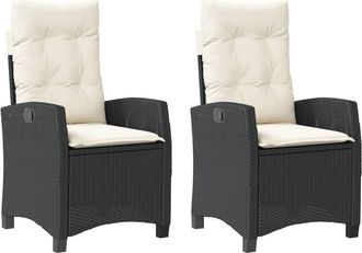 vidaXL Vidaxl - Sillones reclinable jardín cojines 2 uds ratán sintético negro