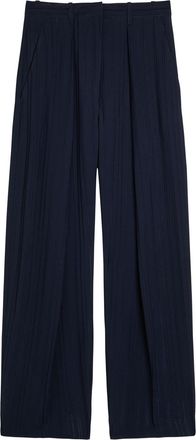 Victoria Beckham Striped Straight-leg Chiffon Trousers - Navy - 14 (UK14 / L)