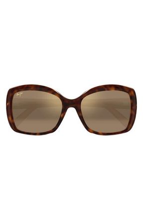 Maui Jim Orchid 57mm PolarizedPlus2 Square Sunglasses in Tortoise at Nordstrom