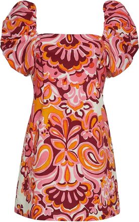 Cara Cara Kelly puff-sleeve paisley-print mini dress - Pink