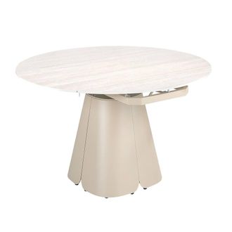 Angel Cerd&aacute; Extendable Round Porcelain Dining Table with Steel Base in Beige
