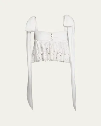 Chlo&eacute; Soft Cotton Eyelet Top