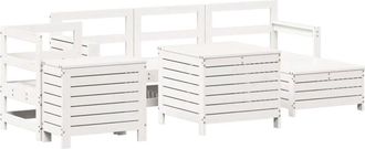 vidaXL Juego De Sof&aacute;s De Jard&iacute;n 7 Pzas Madera Maciza De Pino Blanco Vidaxl