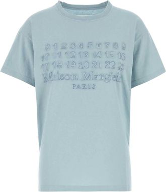 Maison Margiela Tops, Dames, Blauw, S, Katoen, Lichtblauw katoenen T-shirt