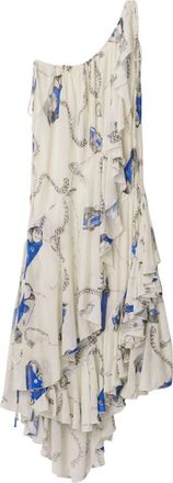 Burberry chain-print asymmetric dress - women - Viscose/Viscose - 10 - White