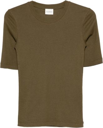 Closed short-sleeve T-shirt - women - Cotton/Modal - M - Green