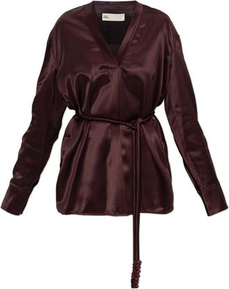 Tory Burch Viscose Top - Dames - Blouses - Rood - 2XS - Satijn - Overhemden