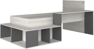 Vente-Unique Letto combinato 90 x 200 cm con vani portaoggetti e scrivania Naturale e Antracite - RIGALI