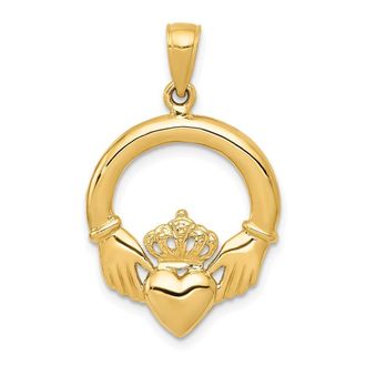 Diamond2Deal 14k Yellow Gold Polished Claddagh Pendant