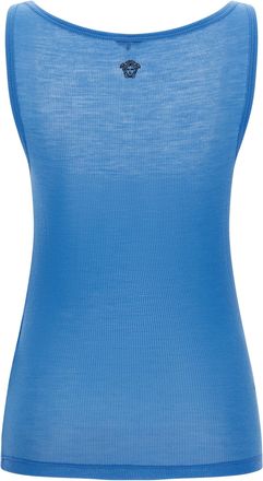 Versace Womens Blue Virgin Wool Tank Tops