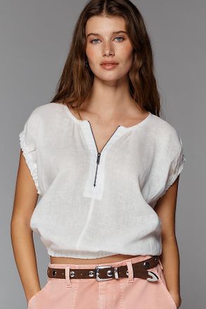 Pilcro 100% European Linen Zip Front Blouse