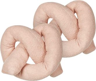 Beliani Beliani - Conjunto De 2 Cojines Modernos 172 X 14 Cm Tela Afelpada Almohada M&uacute;ltiples Formas Textil Decoraci&oacute;n Accesorios Sala De Estar Dormitorio Ros