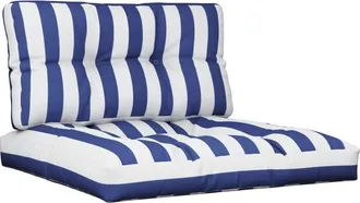 vidaXL Cojines Para Sof&aacute; De Palets 2 Piezas Tela A Rayas Azul Y Blanco Vidaxl