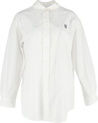 Sandro Sandro Embroidered Button-Down Shirt in White Cotton