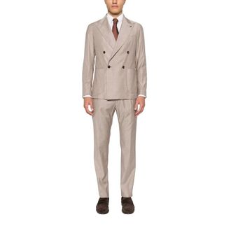 Tagliatore Double Breasted Suits, male, Brown, Size: M Warner Double-breasted Coat