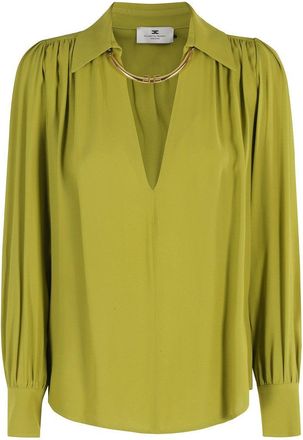 Elisabetta Franchi Long-Sleeved Blouse With Classic Collar