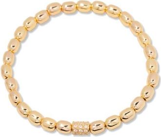 Brook & York Brei Birthstone Beaded Stretch Bracelet in Gold April at Nordstrom