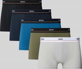 HUGO BOSS Slim Fit Trunks aus Baumwoll-Mix im 5er-Pack Modell 5P ESSENTIAL in Oliv, Gr&ouml;&szlig;e XXL