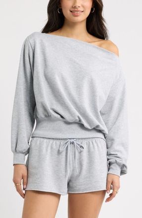 BP. Off the Shoulder Sweatshirt in Grey Soft Heather at Nordstrom, Size Xx-Small