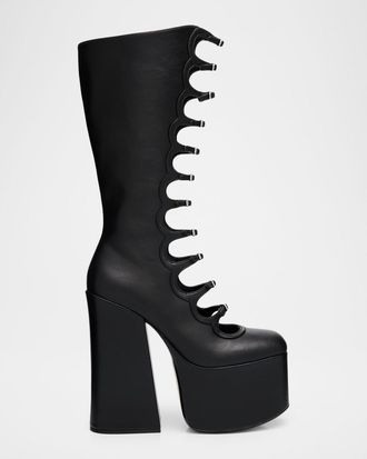 Marc Jacobs The Kiki Leather Multi-Buckle Platform Knee-High Boots