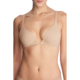 Natori Verge Contour Bra Womens Beige Convertible Plunge Underwire GBO719