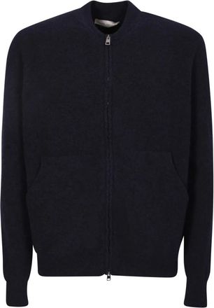 Original Vintage Truien & Vesten, Heren, Blauw, M, Blauwe Sweater met Ritssluiting