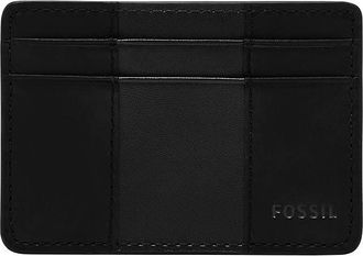 Fossil Wallet for Men Everett, Leather/PVC Trim Card Case black 10.2 cm L x 0.6 cm W x 7.0 cm H ML4398001