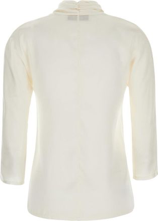 Jucca Womens Silk Top With Bow Detail, White Blouses Shirt