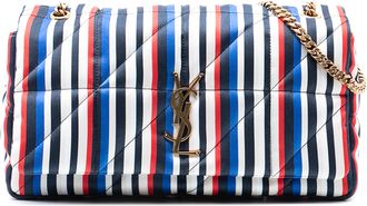 Saint Laurent Pre-owned Womens Medium Quilted Silk Carre Patchwork Jamie Shoulder Bag - White Textile - One Size