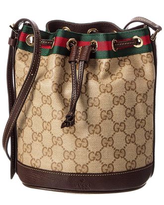 Gucci Gg Web Mini Gg Coated Canvas & Leather Bucket Bag