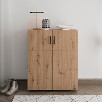 Dmora Scarpiera Ystad, Mueble Para Zapatos 6 Estantes, 2 Puertas, Doble Capacidad, Ruedas, 92x33x113h Cm Roble Marr&oacute;n Nodoso
