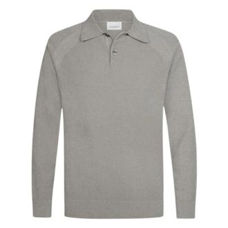 Profuomo Longsleeve Chenille Polo - Heren - Tops - Grijs - Maat: L Katoen