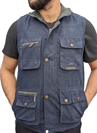 Generic Mens Safari Hiking Outdoor Fishing Walk Waistcoat Jacket Gilet Sleeveless (Dark navy, XXL, xx_l)
