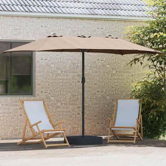 Berkfield Home Modern Garden Parasol Folding Taupe 385 x 209 x 244 cm Fabric