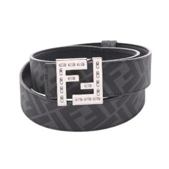 Fendi Pre-owned Belts, male, Black, Size: ONE SIZE Pre-owned FF Square Leather Belt