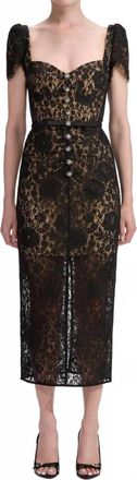 Self Portrait Sweetheart Lace Midi Dress In Black