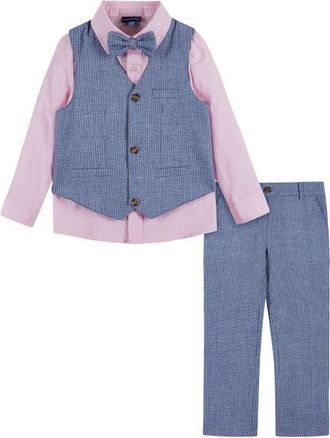 Andy & Evan Kids Bowtie, Shirt, Vest & Pants Set in Blue/Pink at Nordstrom, Size 3Y