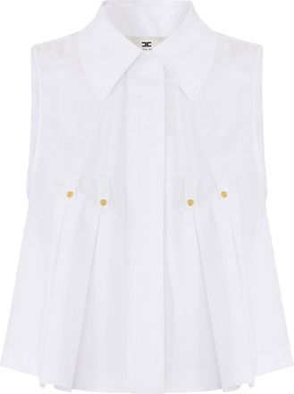 Elisabetta Franchi Sleeveless White Shirt with Pointed Collar